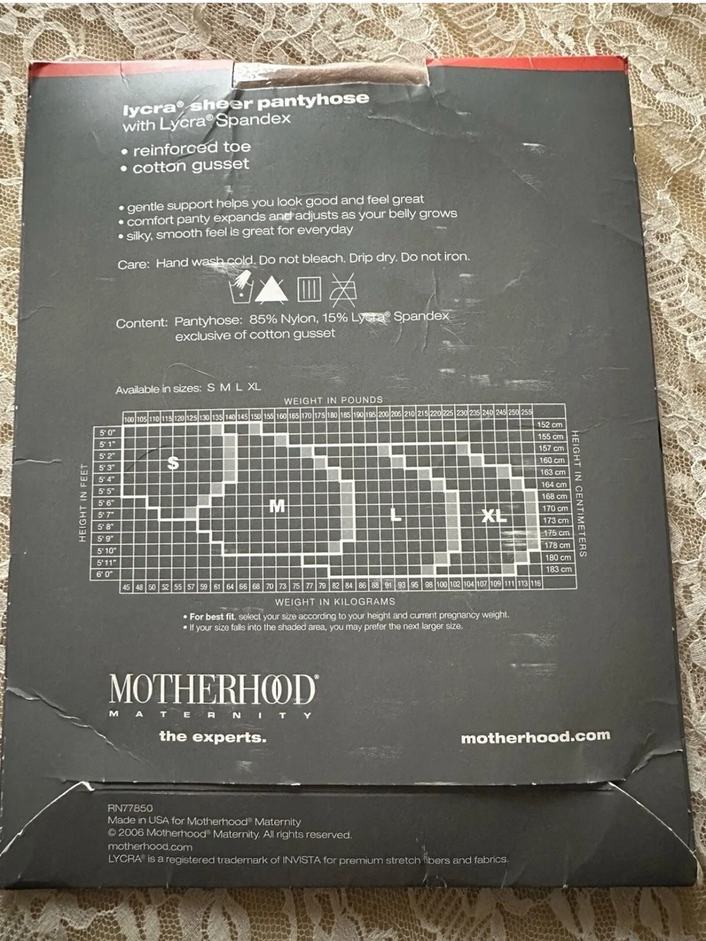 Motherhood Maternity Lycra Sheer Pantyhose Pale Nude  Small